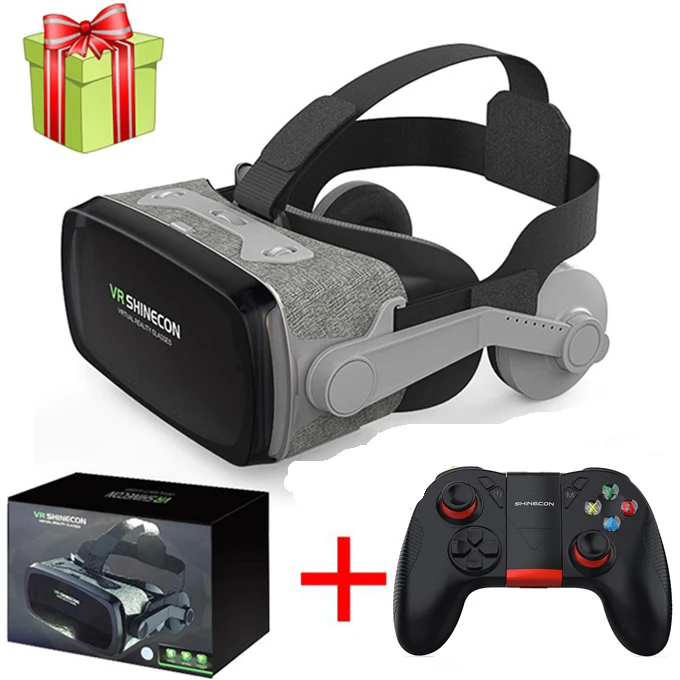 Хит! Shinecon Casque 9,0 VR Очки виртуальной реальности 3D очки Google Cardboard VR гарнитура коробка для 4,0-6,3 дюймового смартфона - Цвет: With Controller H