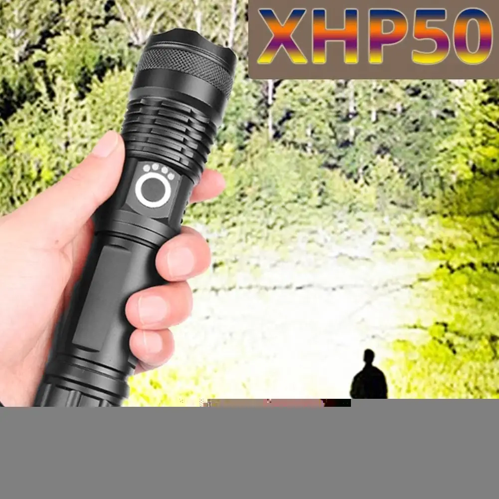 

Xhp50.2 Powerful LED Camping Flashlight USB Rechargeable Portable Zoom Torch IPX6 Waterproof Tactical Outdoor Flash Lamp