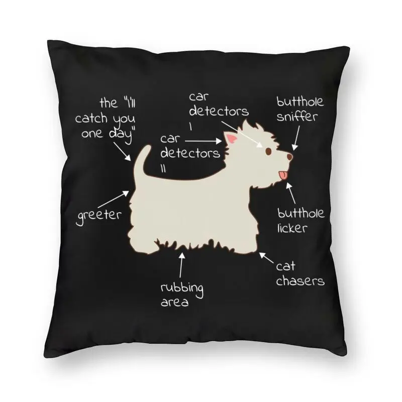 

Westie Dog Anatomy Throw Pillow Cover Decoration West Highland White Terrier Cushion Cover 45x45cm Pillowcover for Living Room