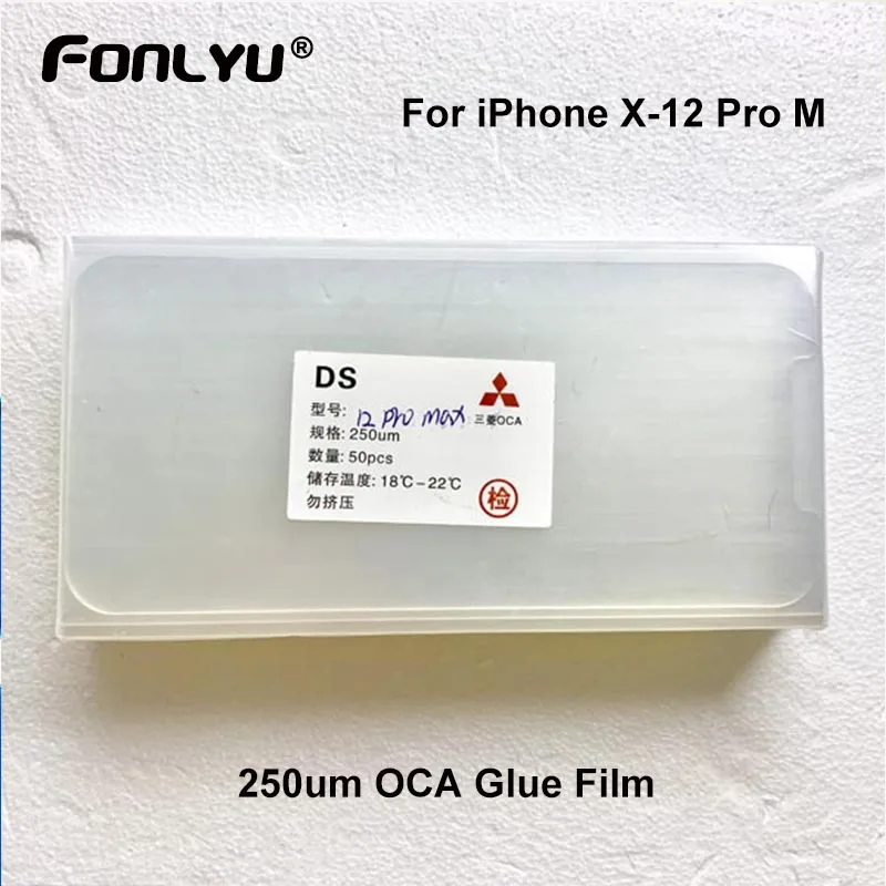 50pc 250um 5.4 5.8 6.1 6.5 6.7  inch OCA Glue Film for iPhone 13 mini 12 pro max X XS Optical Clear Adhesive Outer Glass Repair