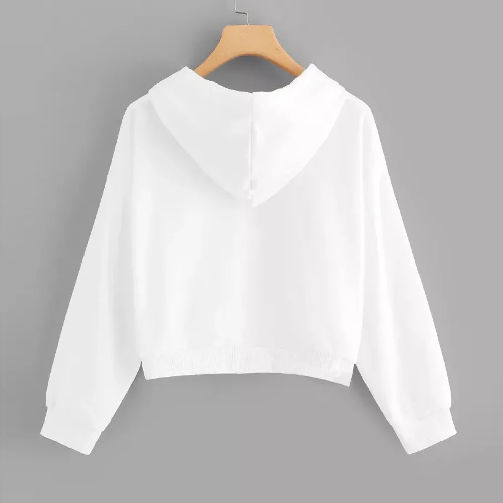 2019 женские свободные короткие укороченные топы с принтом букв повседневные худи