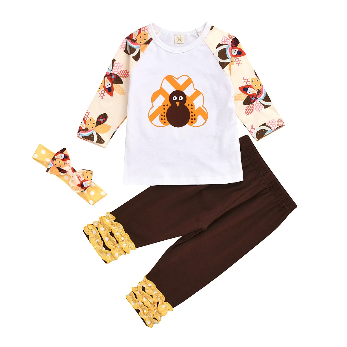 

Hot Sale in autumn and winter Thanksgiving turkey Children's Clothing Girl high quality Suit Wholesale 3 year girl Free Shipping