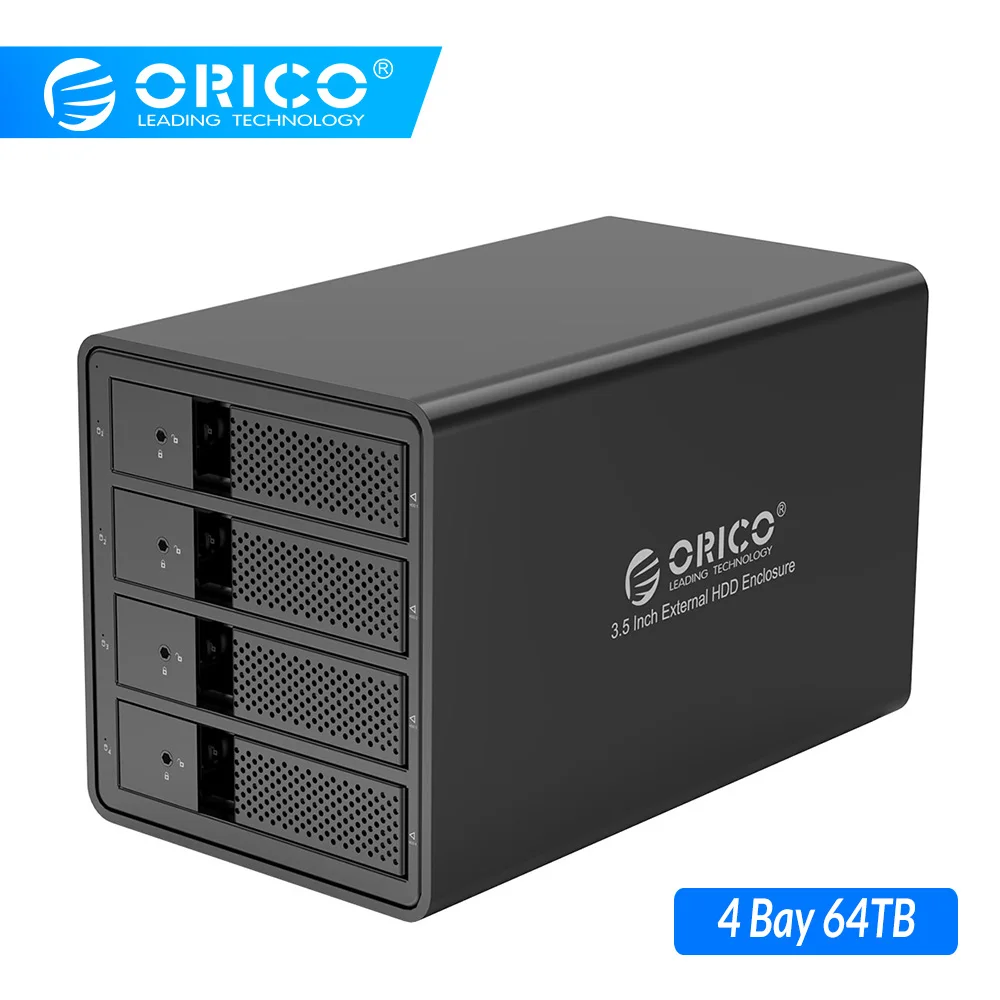 ORICO 4 Bay 3,5 ''USB3.0 HDD док-станция Поддержка 64 ТБ UASP с 150 Вт внутренний адаптер питания алюминиевый SATA к USB 3,0 чехол для HDD