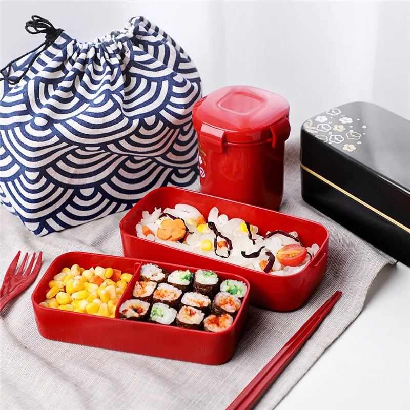 ONEISALL Bento набор Ланч-бокс палочки ложки и суповые банки посуда двухслойная