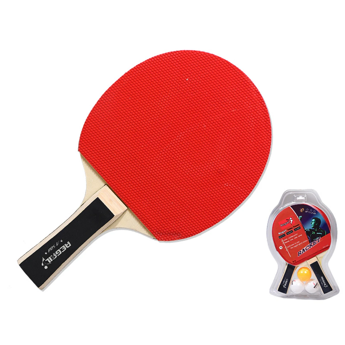 

Professional Tennis Table Racket Ping Pong Practice Paddle Set Short Long Handle Carbon Blade Rubber Bats with 2 Balls