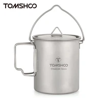 tomshoo ultralight 750ml titanium pot portable titanium water mug cup w lid foldable handle outdoor camping picnic supplies