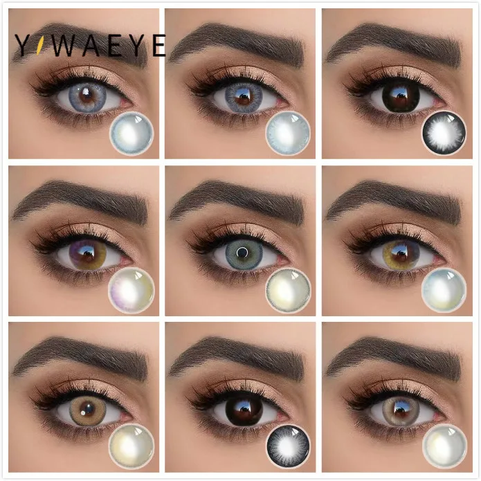 

YIWAEYE 1pair(2pcs) Color Contact Lenses For Eyes Natural Brown Blue Comestic Lens Anime Fashion Accessories Makeup