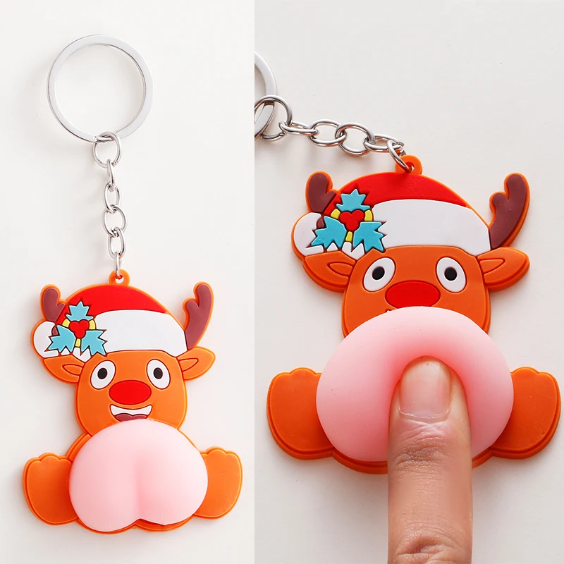 

Fashion New Cartoon Doll Avocado Cocked Butt Keychain Decompression Fidget Toy Fun Butt Peach Cat Dog Corgi Elephants Vent Toys