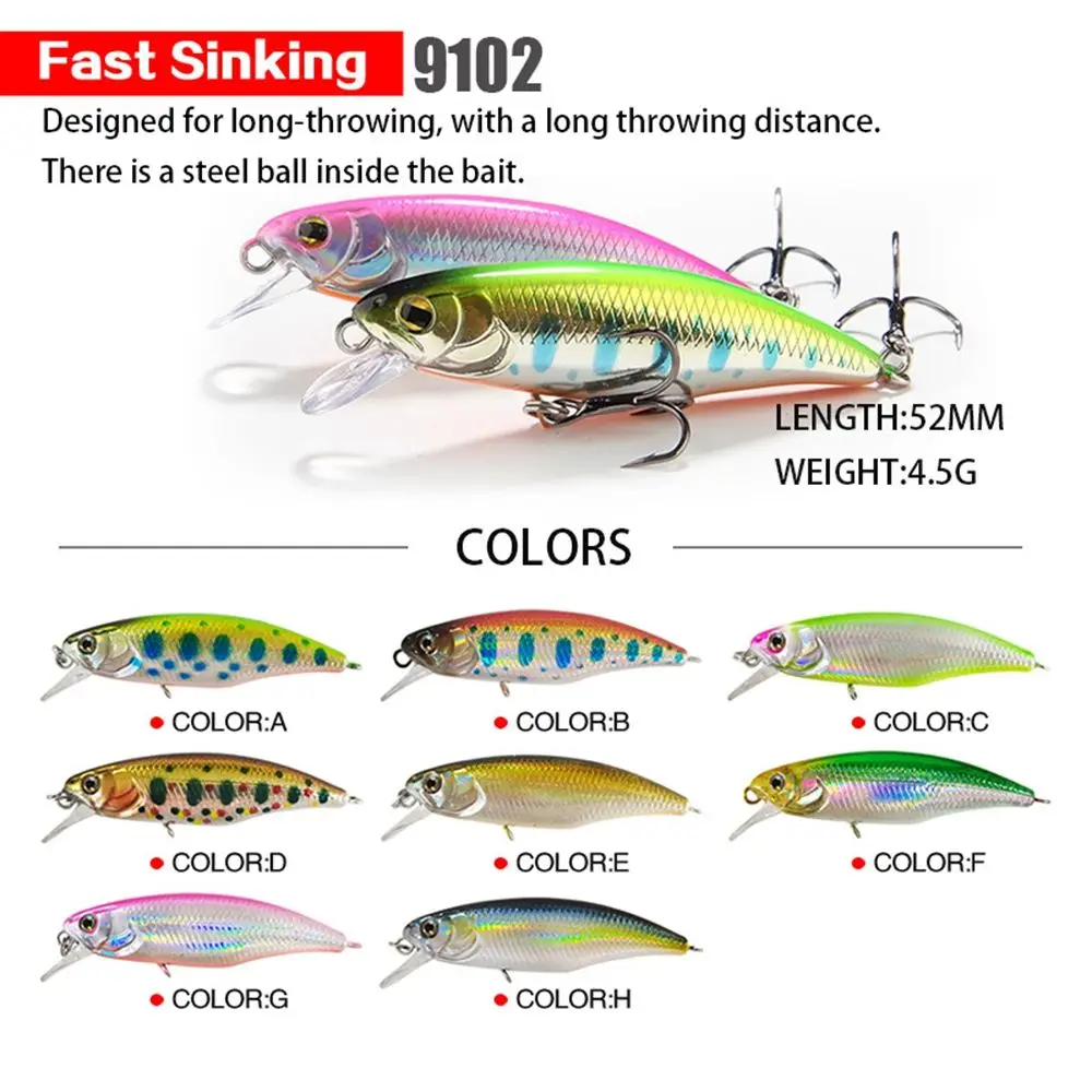 

1PC Japan Design Double Hook Minnow lure Sinking Minnow Baits Fish Hooks Striped Bass Crankbaits Winter Fishing Tackle Accessory