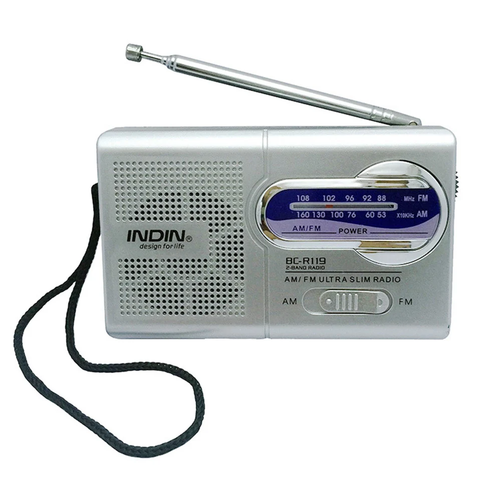 INDIN BC-R119 Portable Mini AM FM Radio Stereo Speakers Music Player Dual Band Receiver Channel 88-108MHz Antenna Audio | Электроника