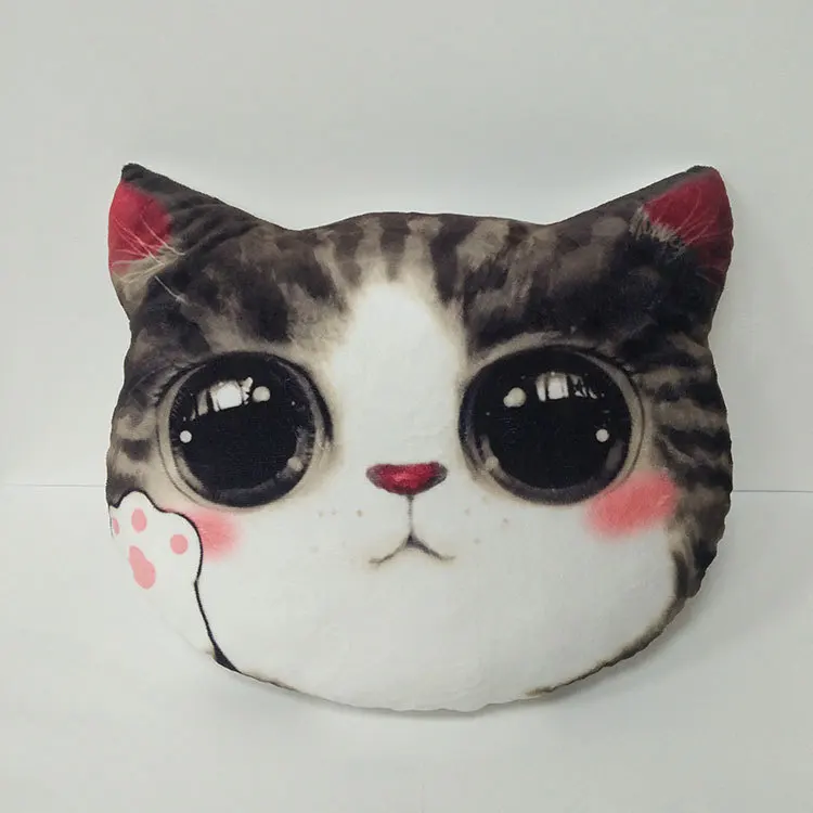 Manufacturer Direct Selling 3D Printed Cat Pillow Creative Cat Head Pillow Plush Toy Kitten Sofa Cushion