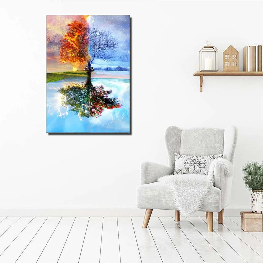 DIY 5D Diamond Painting Four Seasons Tree Cross Stitch Full Drill Embroidery Patterns Rhinestones Home Decor | Дом и сад