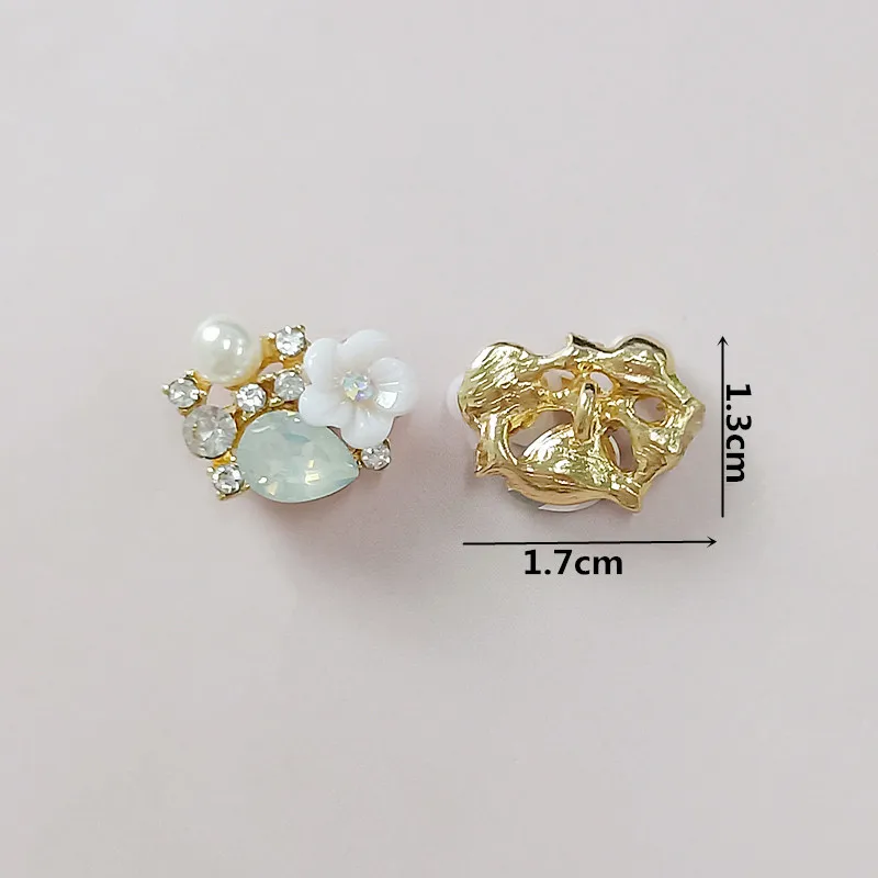 10 pcs/lot New Alloy Creative Gold Pearls Rhinestone Buttons Ornaments Earrings Choker Hair DIY Jewelry Accessories Handmade