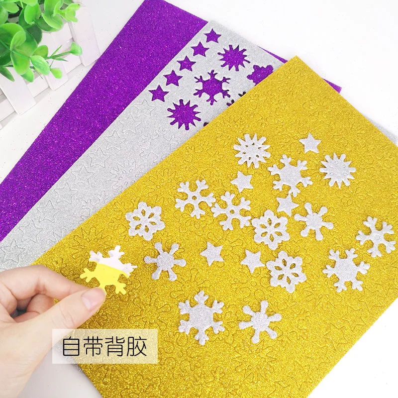 

DIY Christmas Snowflakes Stars Craft Toys Creative Children Glitter Stars Snowflakes Sequins Sponge Paper Manual Material Toys