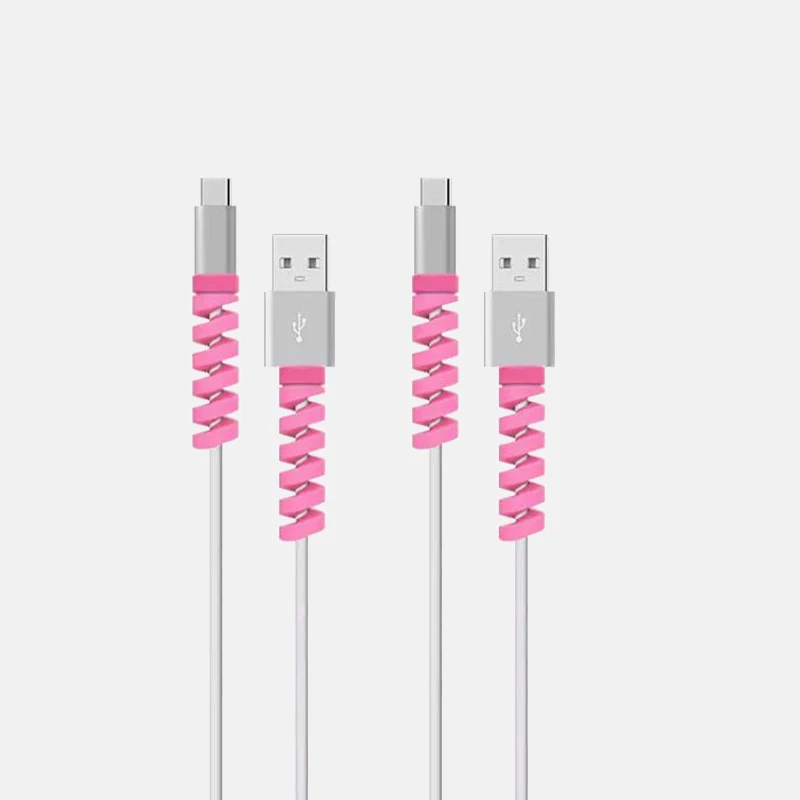 

6 Color Silica Gel USB Charger Soft Prevents Breakage Spiral Soft Cable Cord Saver Cover Apple iPhone 9 11 12 X Protector