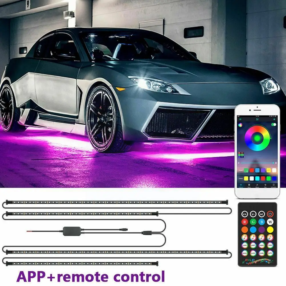 

Car Flexible Underglow Strip Light Led Underbody Remote Neon Ambient /app Decorative Lamp Led Atmosphere Control Auto Rgb L W1q2