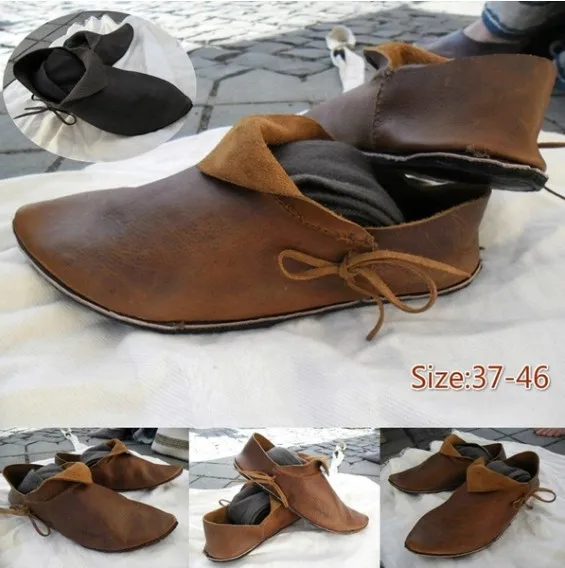 Мужские кожаные ботинки для косплея в средневековом стиле ботильоны женщин