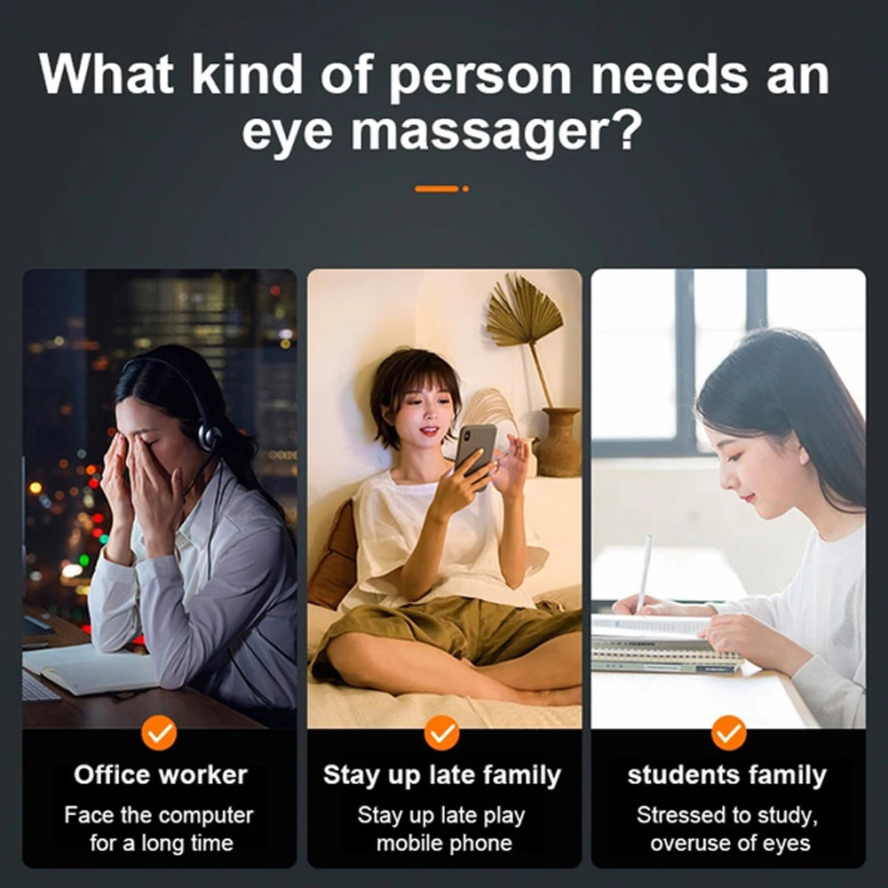 

Eye Massager 5-Level Vibration Heating Massage Wireless Eye Relaxation Fatigue Relief Eye Massage USB Rechargeable Improve Sleep