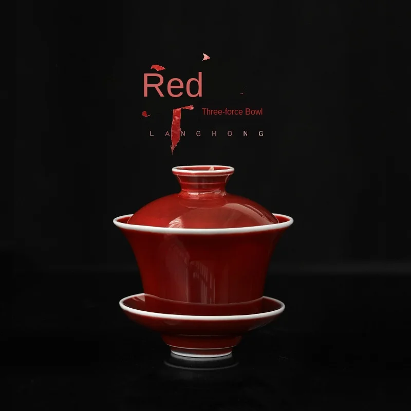 

Lang Honglongsheng Cover Bowl Red Glaze Red Porcelain Vintage Inheritance Classical Handmade Zen Sopera De Ceramica Gaiwan
