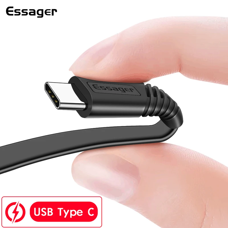 Кабель Essager usb type-C для samsung Xiaomi Redmi Note 8 7 K20 OnePlus 7 Pro провод для быстрой зарядки кабель USBC type-c USB-C зарядное устройство