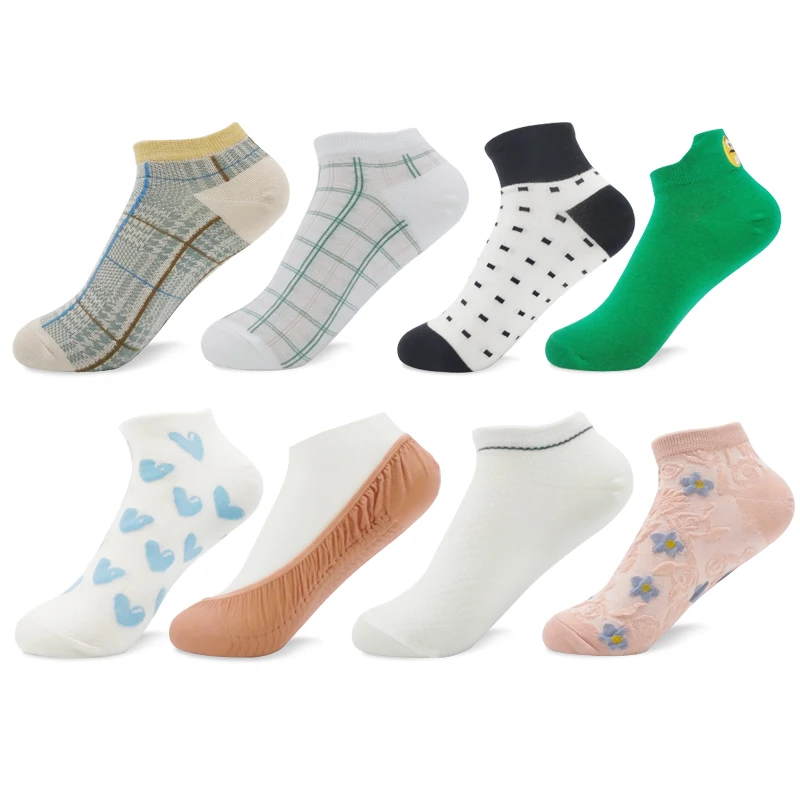 

Instime случайный 10 пар/упак. милые носки женские силиконовые Нескользящие женские носки принт многоцветный сплошной Размер 36-39