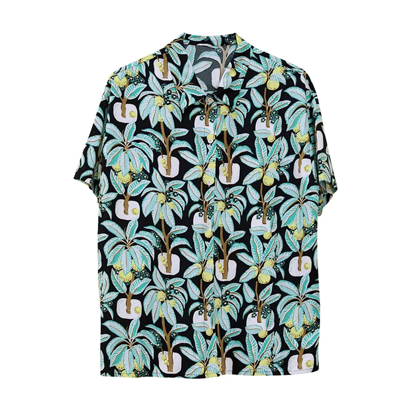 

Korejepo Women Shirts 2021 Summer Korean Chic French Retro Temperament Leaf Printting Slimming Lapel Short-Sleeved Blouses