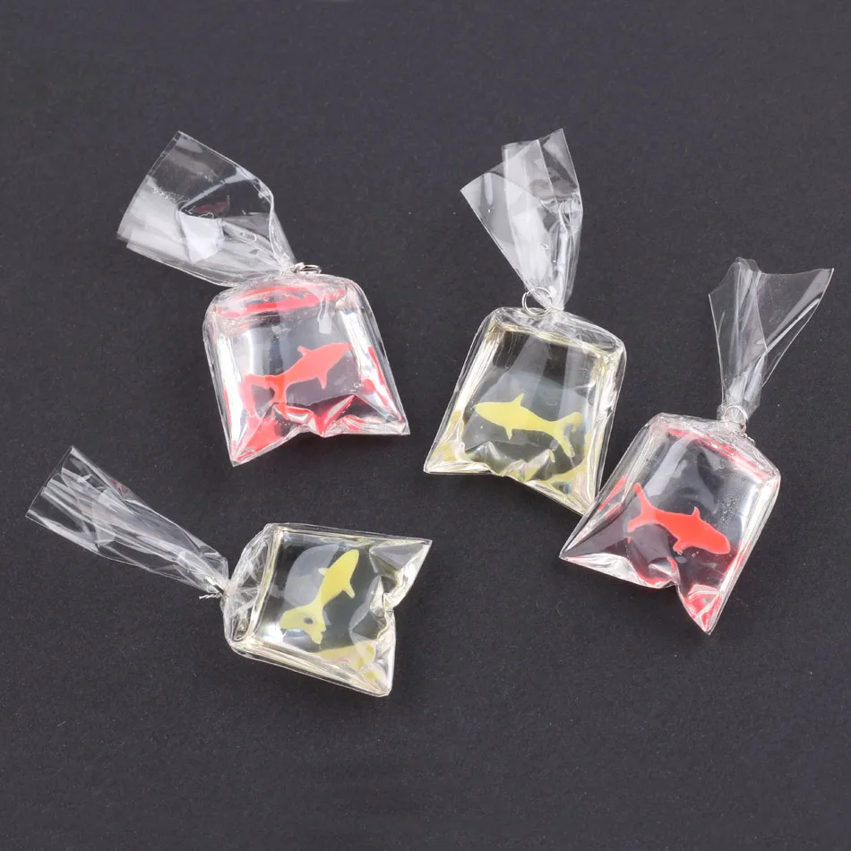

10pcs 45x23mm Goldfish Water Bag Charms Diy Crafts Jewelry Accessory Creative Novelty Simulation Earring Keychain Pendant Make