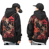 men boys 2 dragons heavy work embroidered printed velvet lining thicker tops hoodies pullover streetwear warm autumn winter new