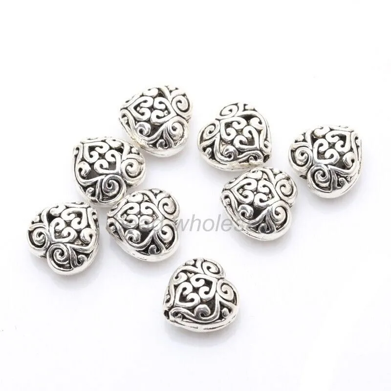 

Silver Color Charm Loose Heart Shape Spacer Metal Bead For Jewelry Making DIY Bracelets Necklace Accessoirs Wholesale