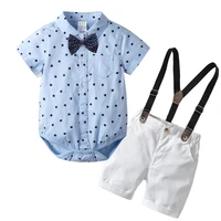 boys cotton clothes newborn baby clothes rompers suit forinfant baby sets dress kids white shorts blue sleeves outfit clothing