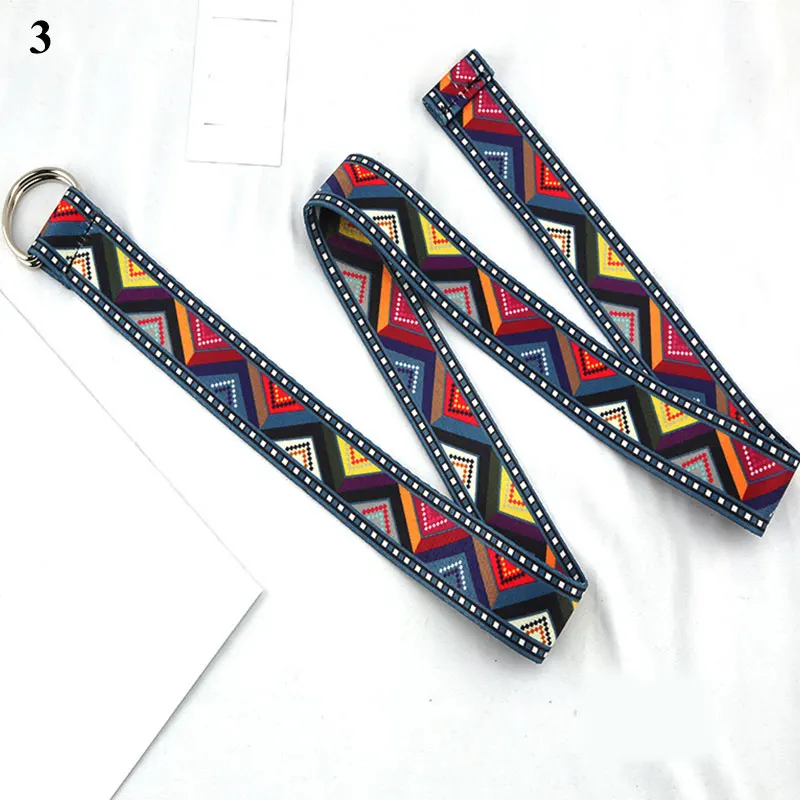 

Bohemian Print Canvas Belt For Women Metal D Ring Buckle Harajuku Waist Strap Jean Dress Trouser Female Men Decoration Waistband