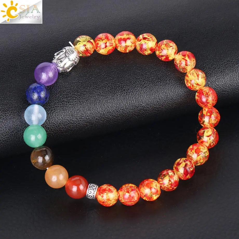 CSJA натуральный драгоценный камень 7 Чакра пьебальд амбар женский шарм браслеты