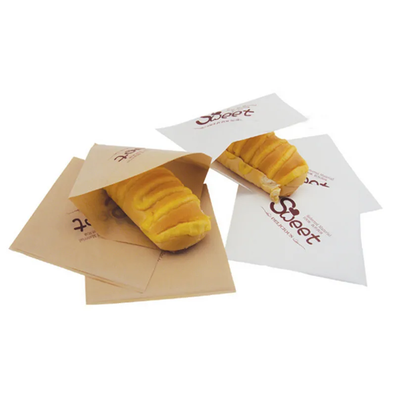 

100Pcs Oilproof Bread Kraft Paper Bags Wrapping Gift Food Candy Bag For Sandwich Biscuits Donut Snack Baking Package