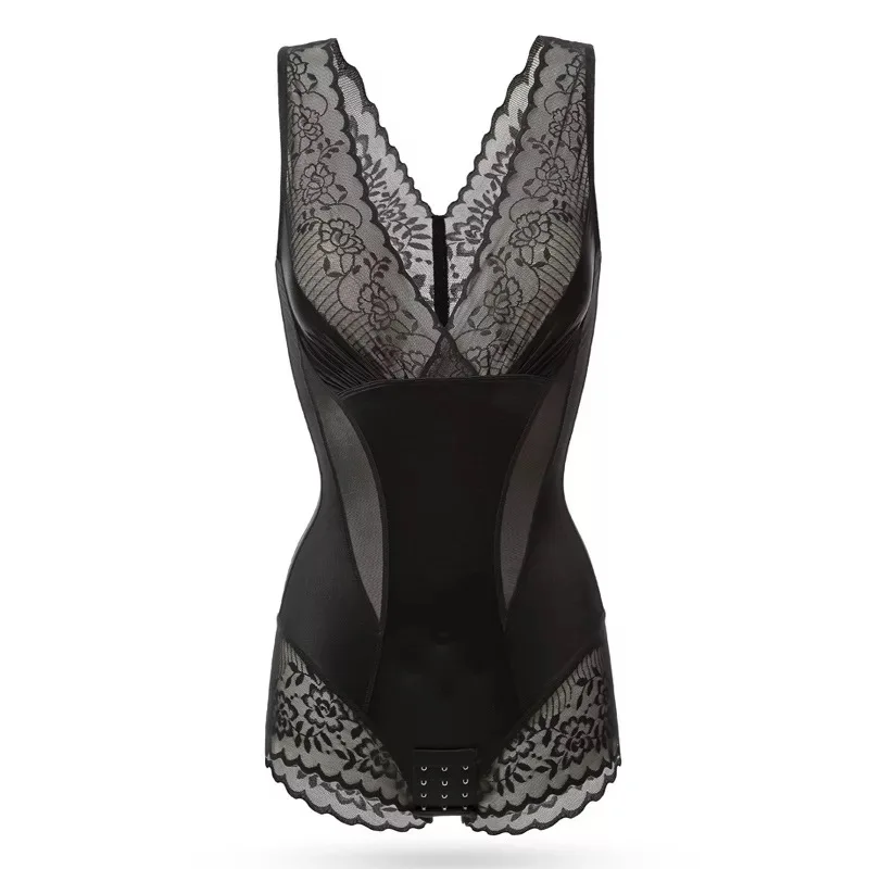 New Women Full Body Shapewear Slip Shaper Lace Edge Seamless Shaping Overbust Open Crotch Bodysuit Thin Waist Control Underwear