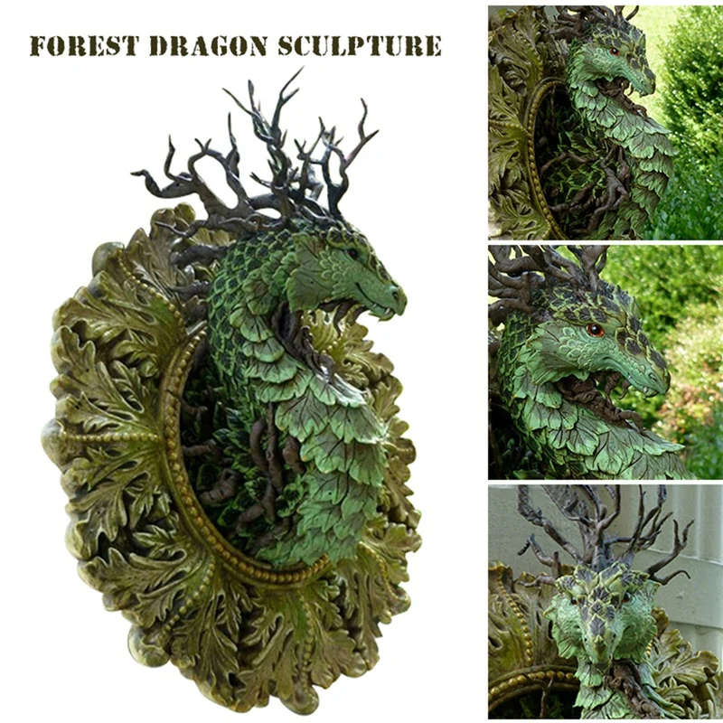

Forest Dragon Resin Figurines Wall Decor for Home Indoor Outdoor Patio Porch Garden Decor Sculpture for Dragon Lovers