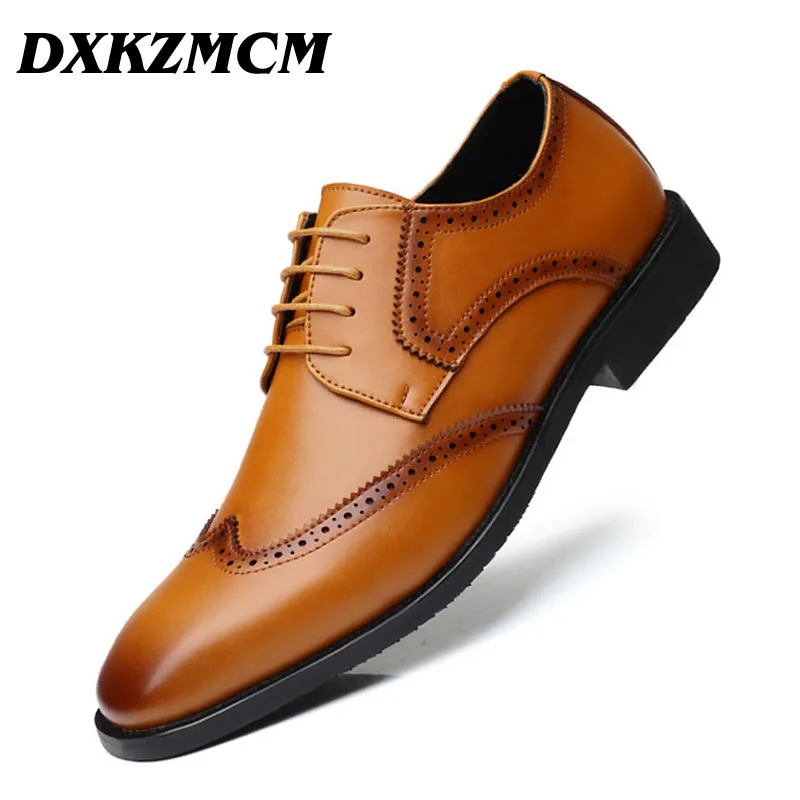 Кожаные броги мужские туфли на плоской подошве повседневные оксфорды формальные
