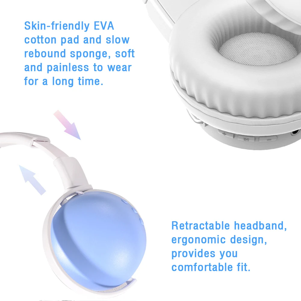 Милые Мультяшные беспроводные Bluetooth наушники складная гарнитура для девочек