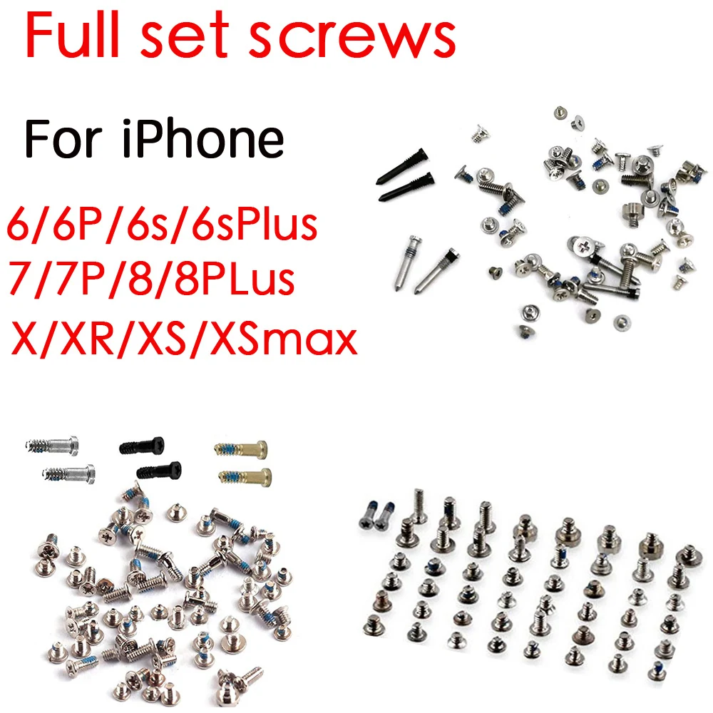 

1 комплект, новинка, полный набор болтов с нижней частью винт для iPhone 6 6Plus 6s 6s Plus, 7, 7Plus, 8G 8 Plus X XR XS Max