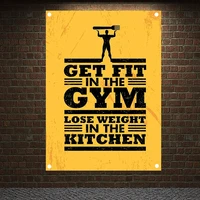 get fit in the gymp motivational poster fitness banners flags bodybuilding sports inspirational posters tapestry gym wall decor