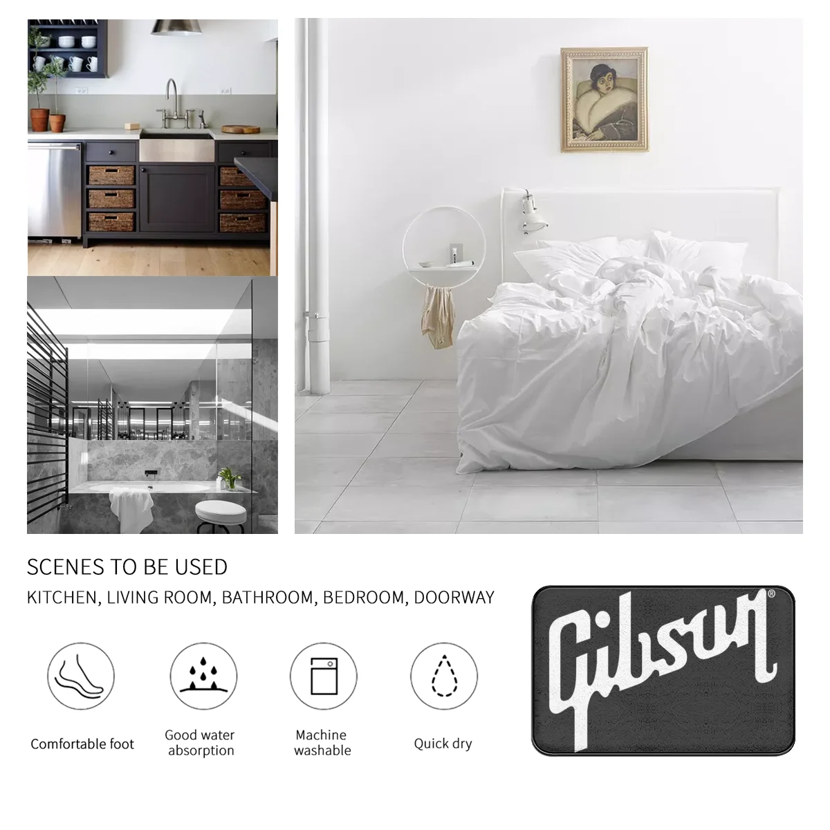 

Gibsons Graphic Printed Flannel Room Bathroom Mat Doormat Size 40Cm By 60Cm Room Bedroom Home Decoration Free Shiping