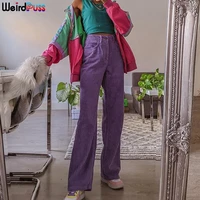 weird puss women y2k corduroy baggy pants harajuku summer fashion high waist pants straight casual stretchy 90s loose trousers