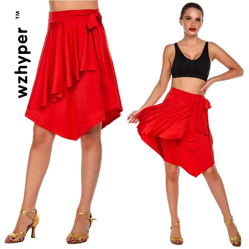 

Red Black Girls Cute Latin Dance Skirt Women Ballroom Salsa Samba Dance Skirt Adult Tutu Dancing Dress Costumes Sexy One Skirt