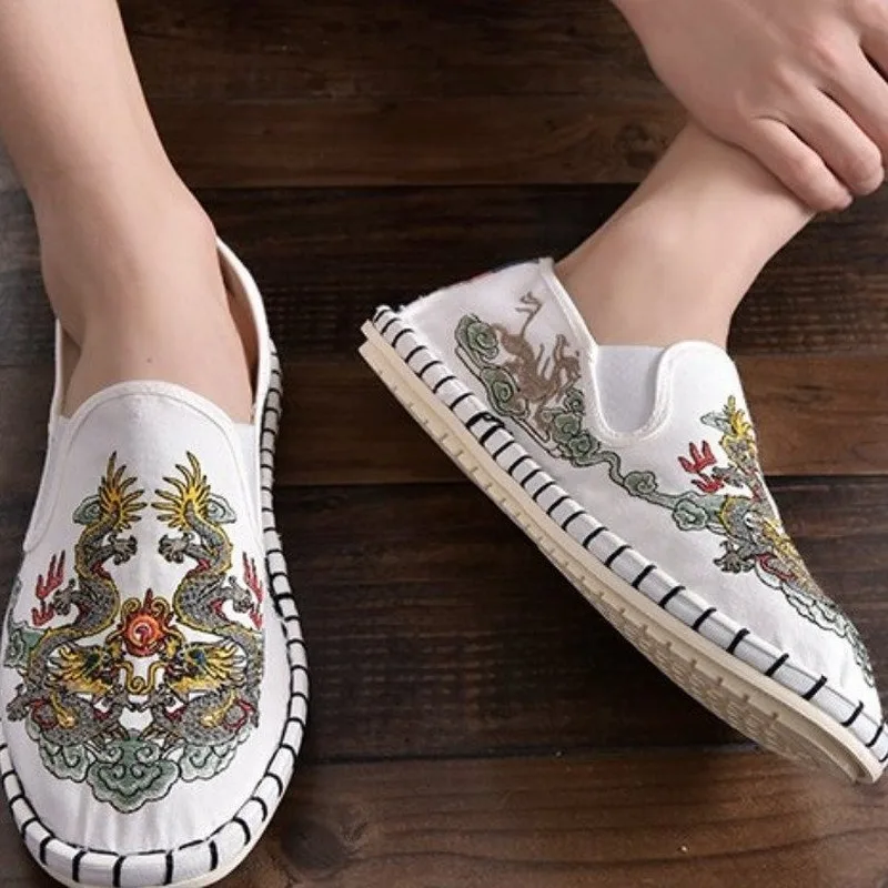 Туфли Mazefeng мужские тканевые удобные кроссовки с вышивкой горохом дышащие