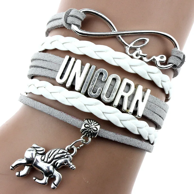 

Charm Animal Bracelet Hand Woven Pendant Horse Letter Retro Multilayer Woven Punk Party Bracelet