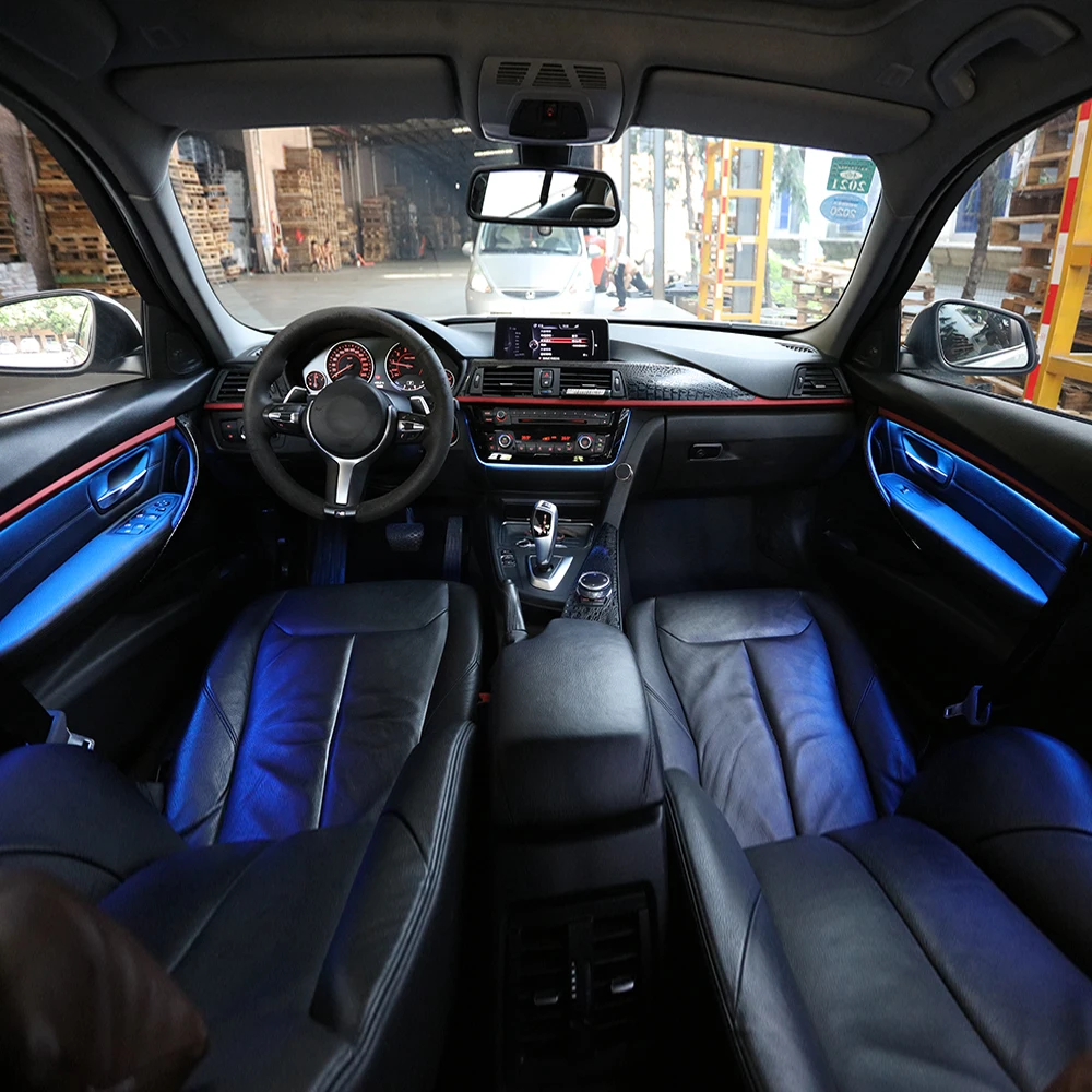 Car Interior Doors Panel LED Decorative Trims Light with Blue and Orange Colors Atmosphere Lights for BMW 3 Series F30 2012 2018 |