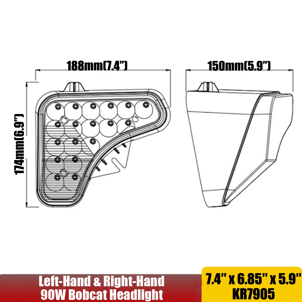 Передняя фара со светодиодной герметичной лучой 90 Вт 7x7 прожектор для Bobcat M Series Skid