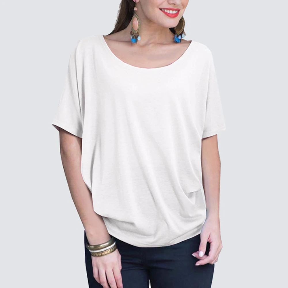 Футболка женская базовая с коротким рукавом повседневный Свободный Топ круглым