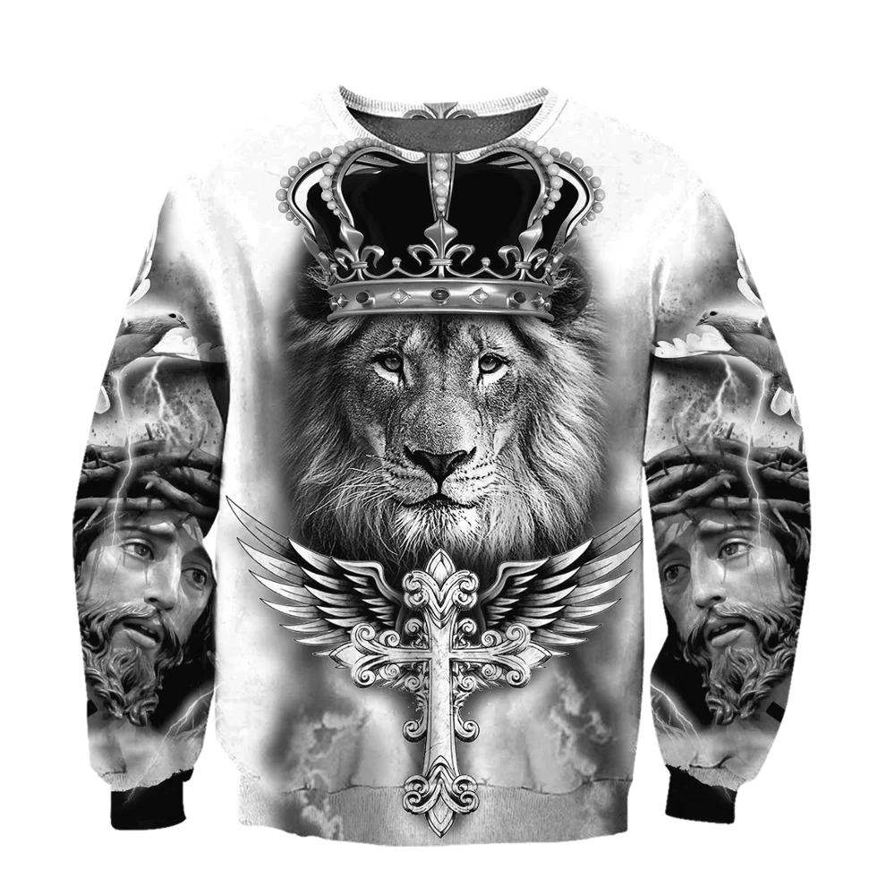 

2020 Модные мужские толстовки с капюшоном с пасхальным принтом Иисуса льва короля толстовка с капюшоном Harajuku уличная одежда унисекс Повседне...