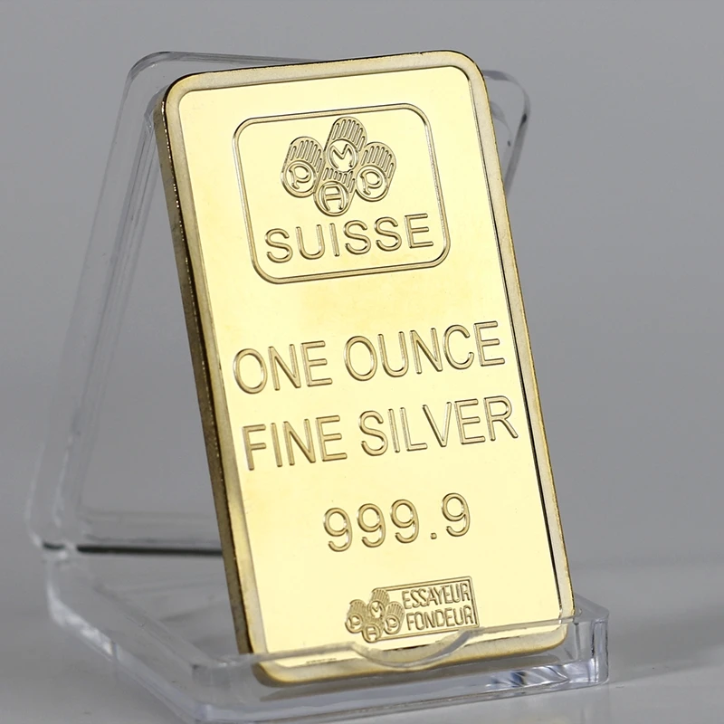 50 шт. золотые монеты Квадратные значки швейцарская богиня богатства бруски