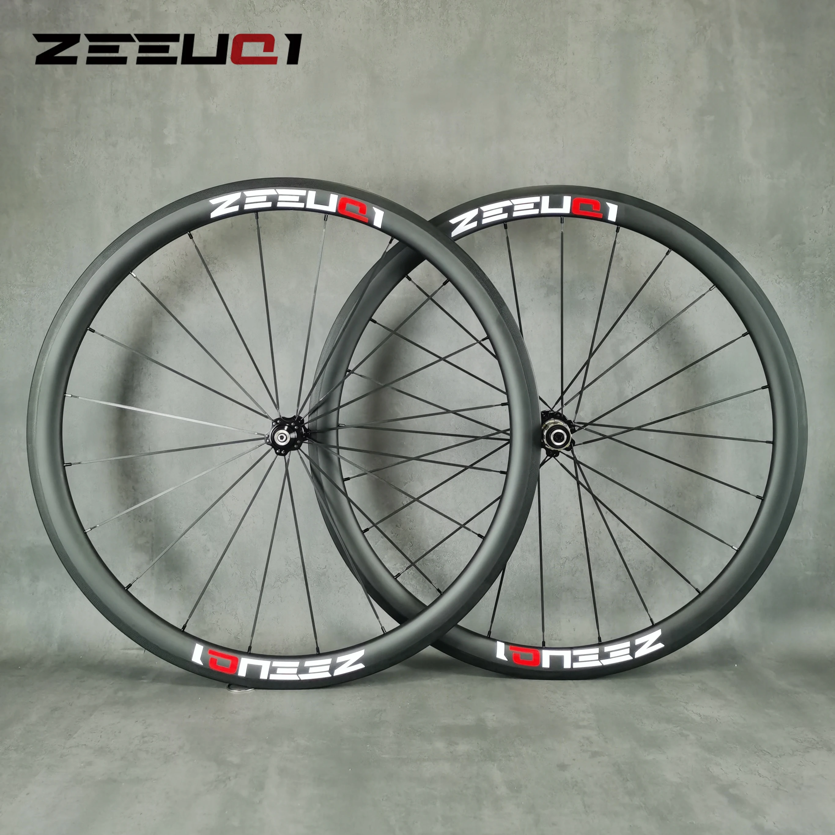 

Carbon wheels 38mm depth rim brake clincher/tubular/tubeless Road bike carbon wheelset UD matte finish ZUQ Custom logo
